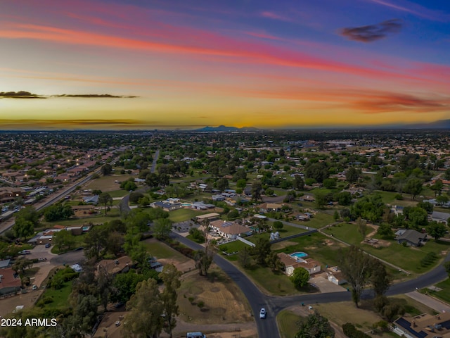 view of aerial view at dusk