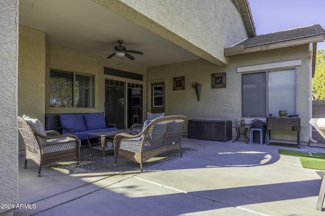 view of patio / terrace featuring outdoor lounge area and ceiling fan