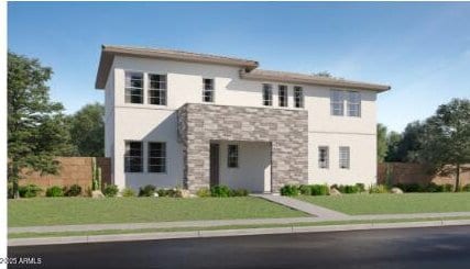 10047 E Ulysses Ave, Mesa, AZ 85212 - contemporary house with stucco siding and stone siding