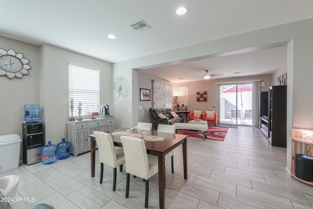 dining area featuring ceiling fan