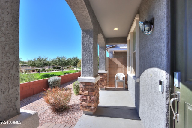 view of patio featuring covered porch