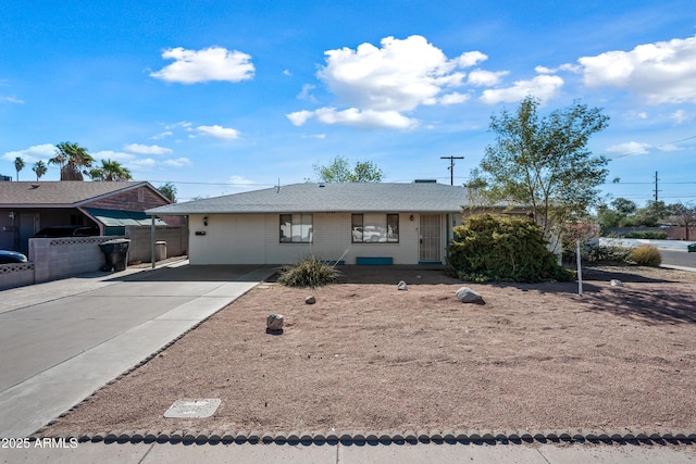 view of single story home