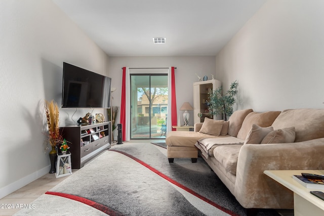 living room featuring light hardwood / wood-style flooring