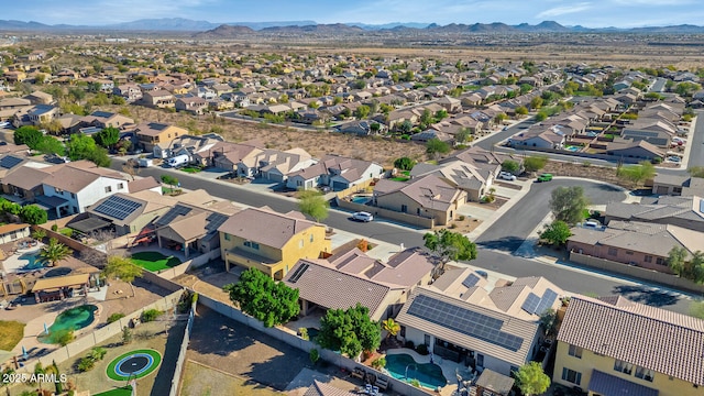 aerial view featuring a residential view and a mountain view