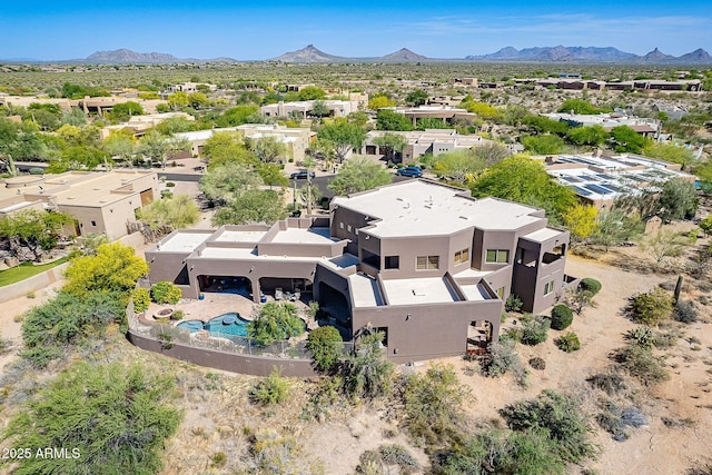 8606 E Arroyo Seco Rd, Scottsdale, AZ 85266 - aerial view of property and surrounding area featuring a mountainous background and a pool