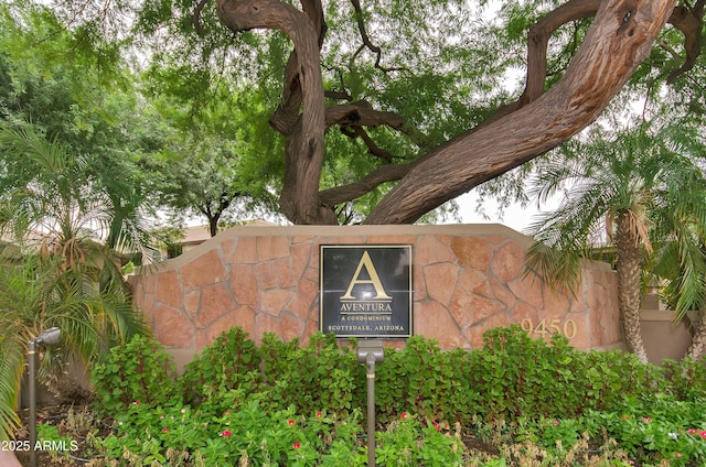 view of community sign