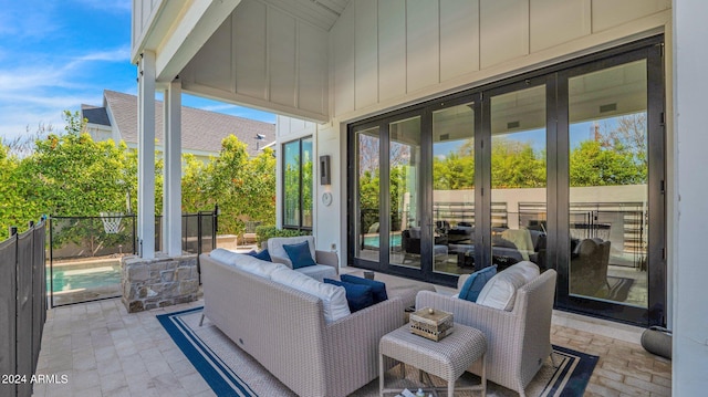 view of patio featuring outdoor lounge area