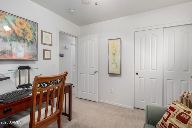 interior space with radiator heating unit and a closet