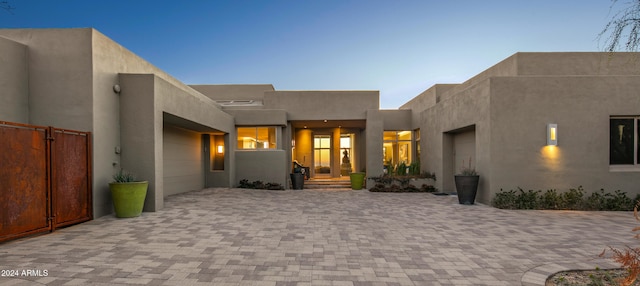 exterior space featuring a garage