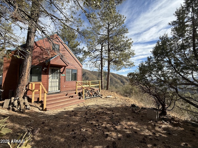 exterior space with a mountain view