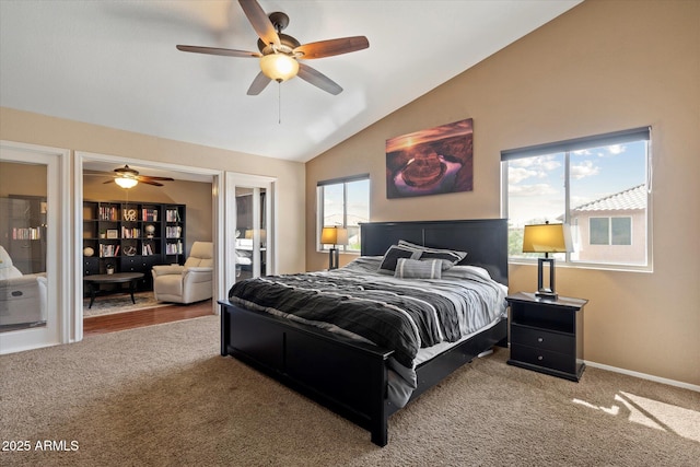 25818 N 68th Ave, Peoria, AZ 85383 - carpeted bedroom featuring vaulted ceiling and ceiling fan