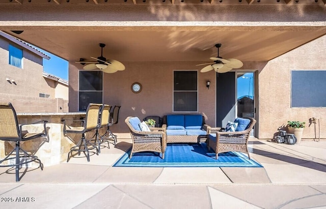 25818 N 68th Ave, Peoria, AZ 85383 - view of patio with an outdoor living space and a ceiling fan