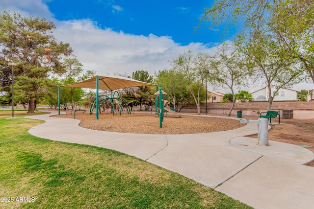 community playground with a yard