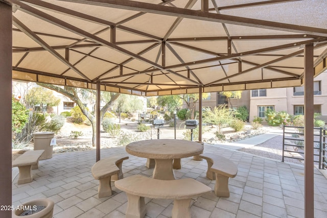 view of patio / terrace featuring a gazebo