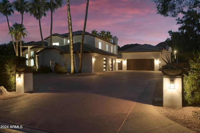 view of front of home with a garage