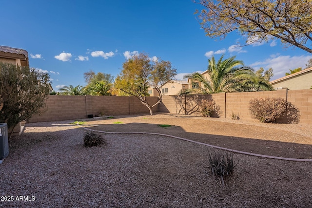 view of yard featuring a fenced backyard