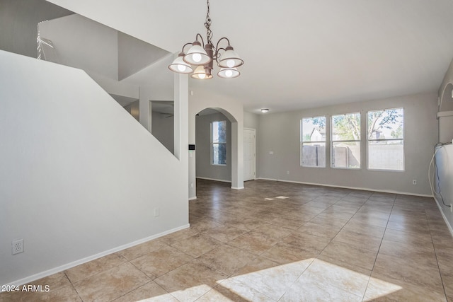 interior space with an inviting chandelier