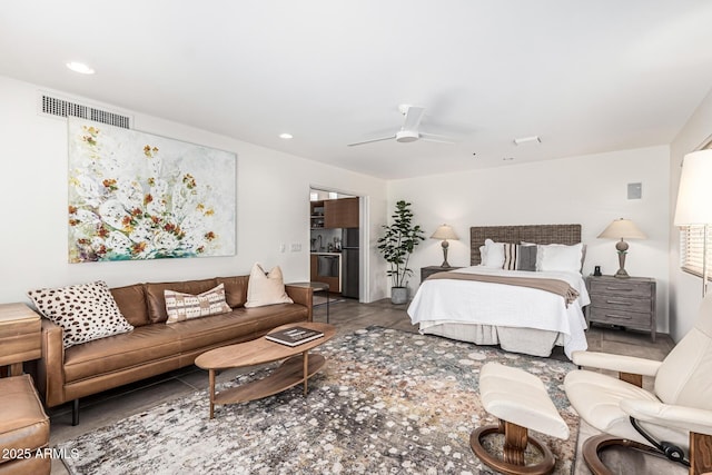 25825 N 106th Way, Scottsdale, AZ 85255 - bedroom featuring tile patterned flooring, a ceiling fan, and recessed lighting