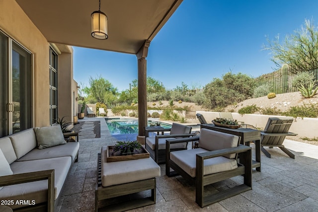 25825 N 106th Way, Scottsdale, AZ 85255 - fenced backyard with an outdoor hangout area and a patio