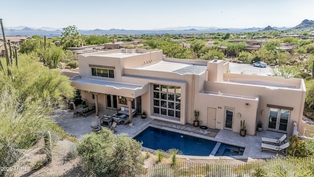 25825 N 106th Way, Scottsdale, AZ 85255 - back of property featuring stucco siding, a patio, french doors, and a mountain view