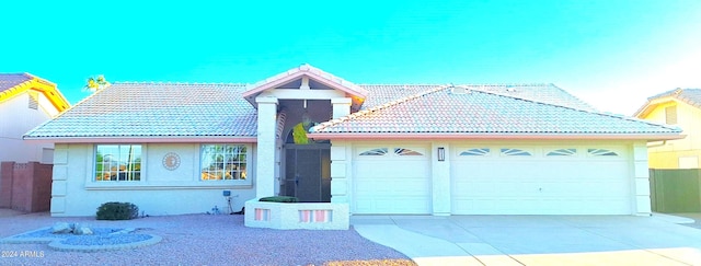 view of front of house with a garage