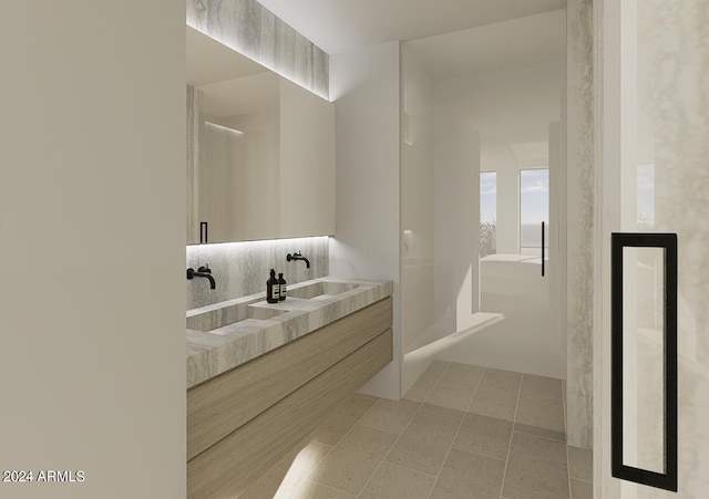 bathroom featuring tile patterned floors and vanity