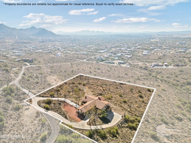 aerial view featuring a mountain view