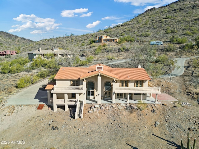 exterior space with a mountain view