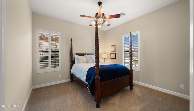 17755 E Colt Dr, Queen Creek, AZ 85142 - bedroom with carpet, baseboards, and ceiling fan
