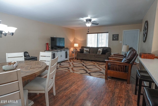 1449 Elk Dr, Forest Lakes, AZ 85931 - living room featuring dark wood-type flooring and ceiling fan