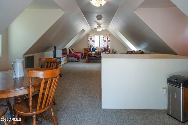 1449 Elk Dr, Forest Lakes, AZ 85931 - additional living space with lofted ceiling, ceiling fan, and carpet flooring