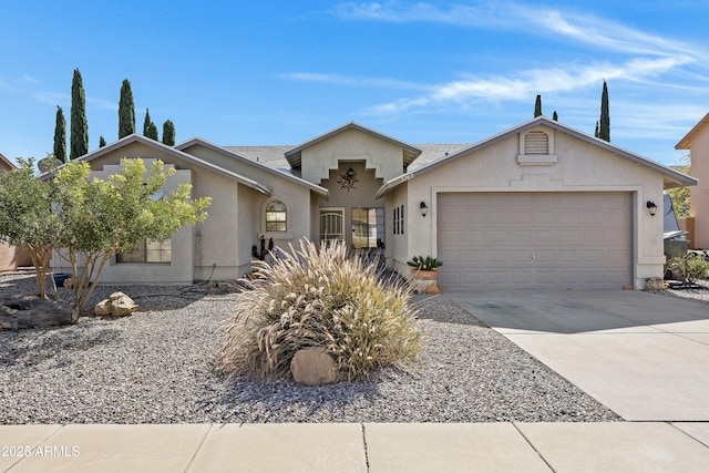 single story home with a garage