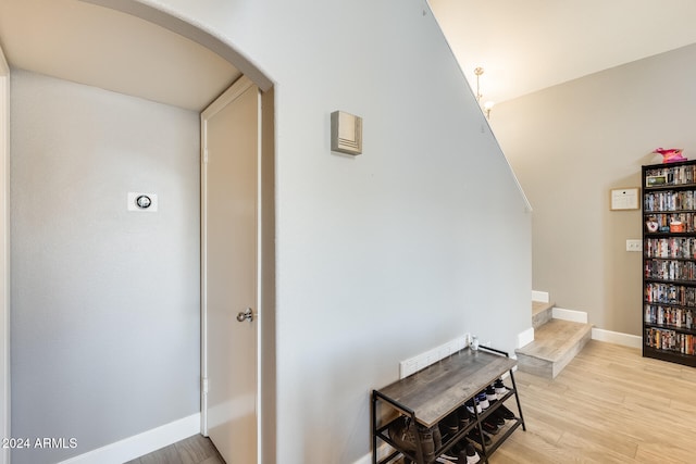 interior space with light hardwood / wood-style flooring