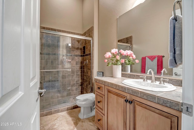 42023 N Bridlewood Way, Anthem, AZ 85086 - full bath featuring toilet, a shower stall, vanity, and tile patterned floors