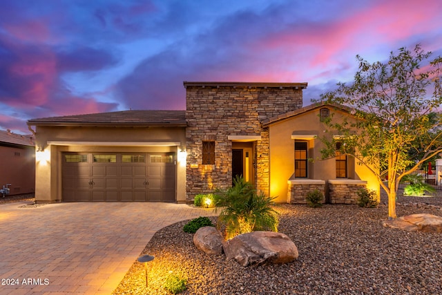 view of front of house with a garage