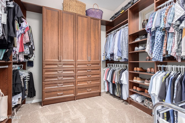 walk in closet featuring carpet