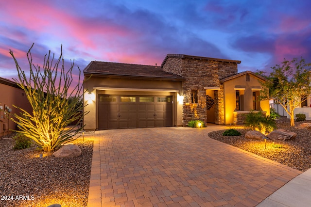 view of front of house with a garage