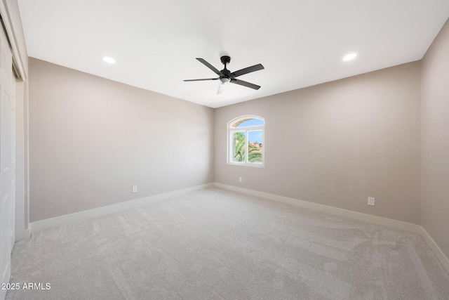 7535 W Kimberly Way, Glendale, AZ 85308 - unfurnished room with light carpet, ceiling fan, baseboards, and recessed lighting