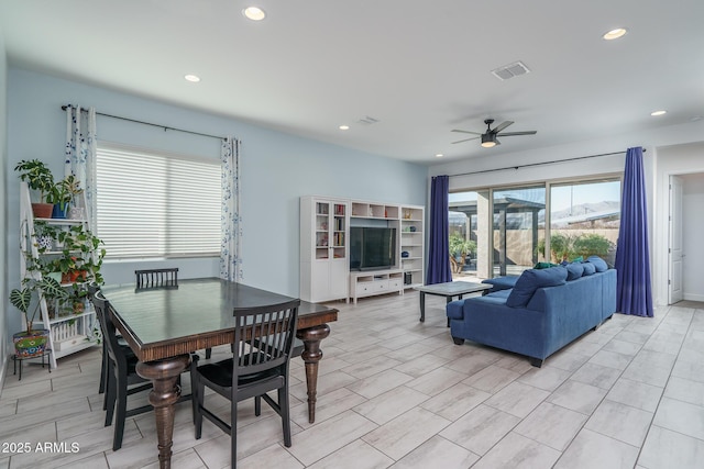 dining area featuring ceiling fan