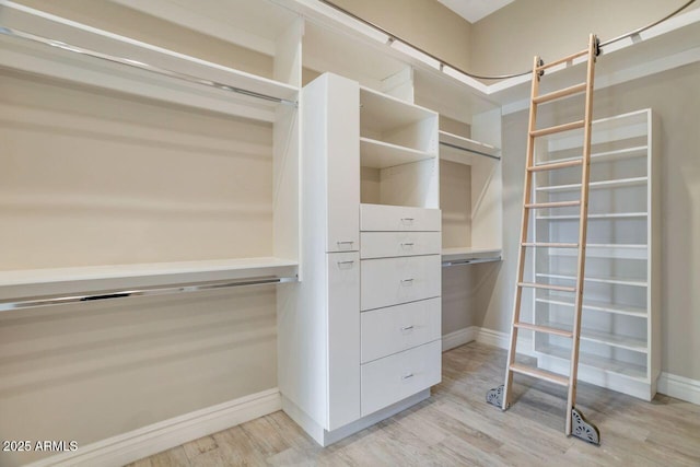 spacious closet featuring hardwood / wood-style flooring