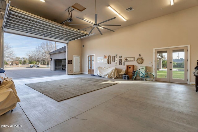 garage with french doors