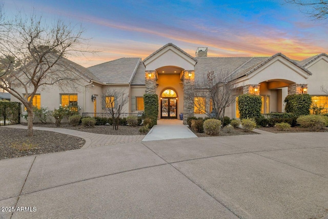 view of front of home with french doors