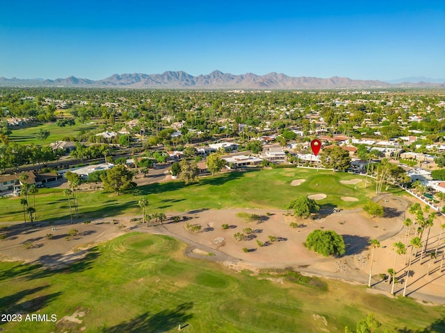 drone / aerial view featuring a mountain view