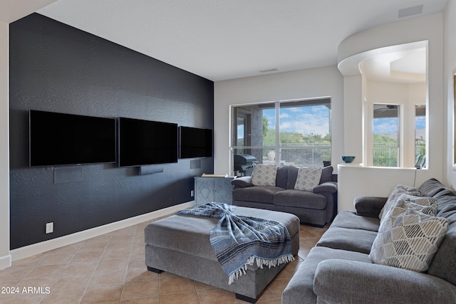 view of tiled living room