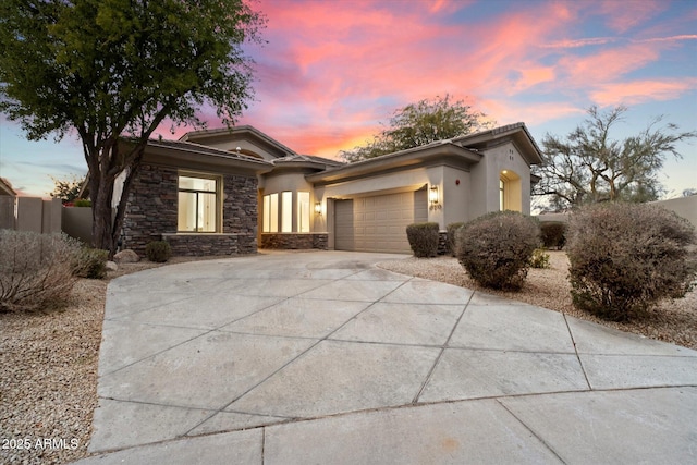 view of front of house with a garage