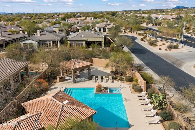 view of pool featuring a gazebo and a patio area