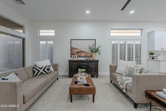 living room featuring light hardwood / wood-style flooring