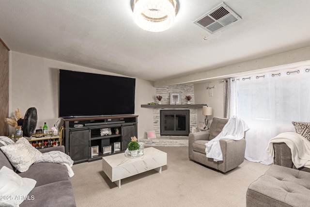 6802 S 47th St, Phoenix, AZ 85042 - carpeted living area with a large fireplace and lofted ceiling