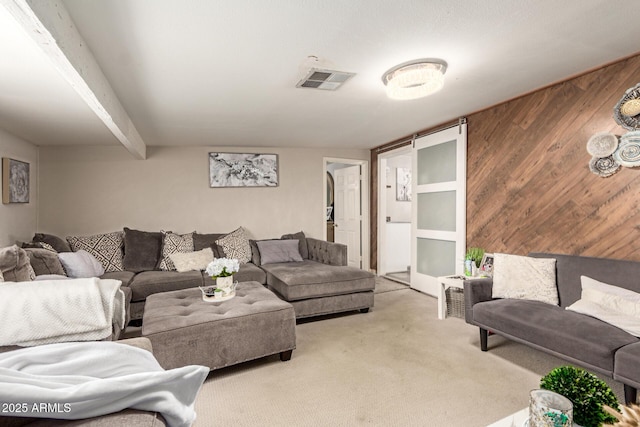 6802 S 47th St, Phoenix, AZ 85042 - living area featuring wooden walls and carpet flooring