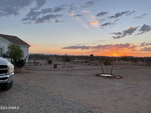 view of yard at dusk